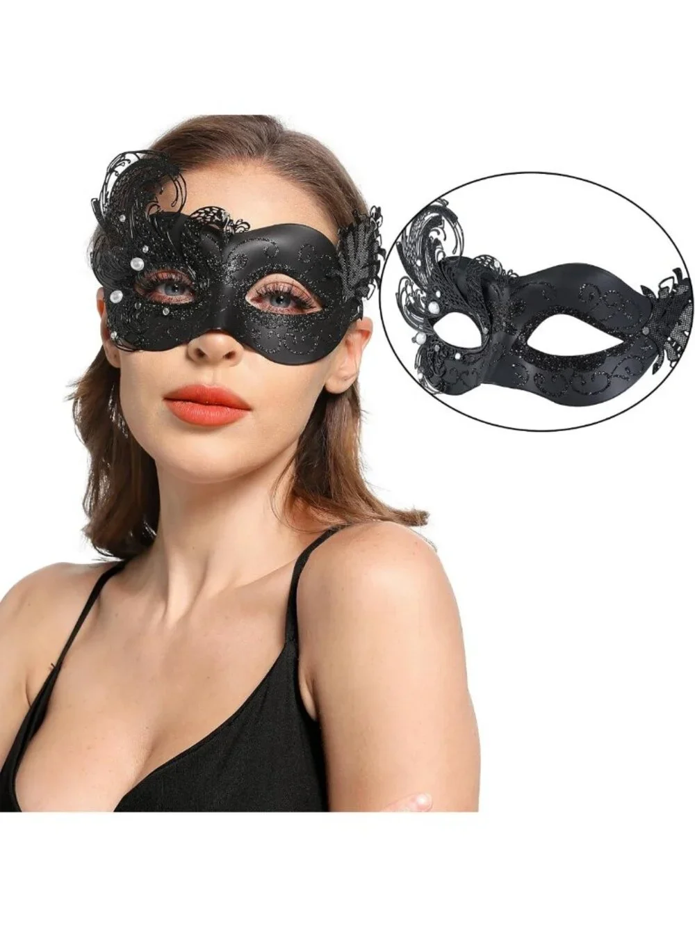 Elegant Black Peacock Masquerade Mask for Women - Perfect for Halloween